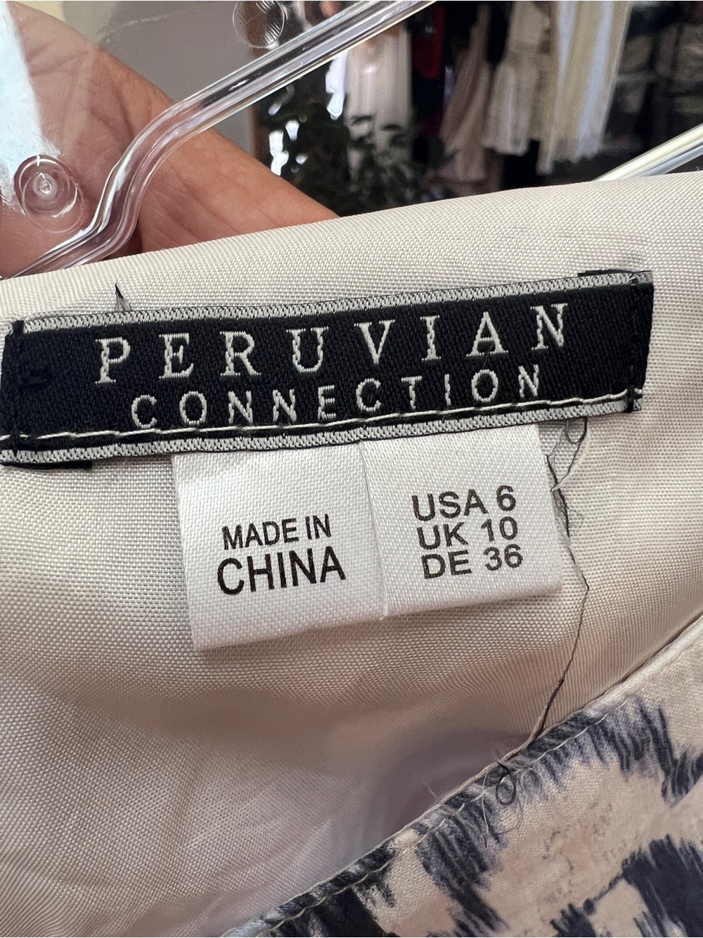 Peruvian Connection Ikat Print Ramie A-Line Skirt Size 6 Blue Beige Artisan Boho - Picture 4 of 5